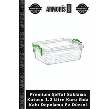 Armoris Premium Şeffaf Saklama Kutusu 1.2 Litre Kuru Gıda Kabı Depolama Ev Düzeni
