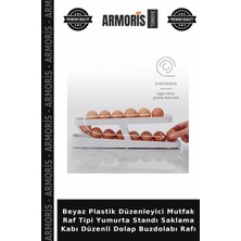 Armoris Beyaz Plastik Düzenleyici Mutfak Raf Tipi Yumurta Standı Saklama Kabı Düzenli Dolap Buzdolabı Rafı