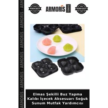 Armoris Elmas Şekilli Buz Yapma Kalıbı Içecek Aksesuarı Soğuk Sunum Mutfak Yardımcısı