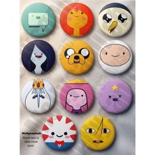 Mellysaplush Adventure Time Temalı Trend Çizgi Film Rozet Seti 11 Adet Rozet 44 mm