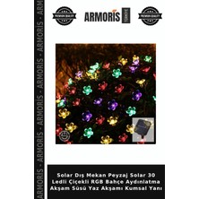 Armoris Solar Dış Mekan Peyzaj Solar 30 Ledli Çiçekli Rgb Bahçe Aydınlatma Akşam Süsü Yaz Akşamı Kumsal Yanı