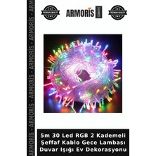 Armoris 5m 30 LED Rgb 2 Kademeli Şeffaf Kablo Gece Lambası Duvar Işığı Ev Dekorasyonu