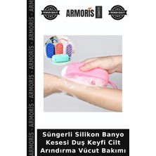 Armoris Süngerli Silikon Banyo Kesesi Duş Keyfi Cilt Arındırma Vücut Bakımı