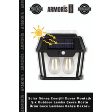 Armoris Solar Güneş Enerjili Duvar Montajlı Şık Outdoor Lamba Çevre Dostu Ürün Gece Lambası Bahçe Dekoru