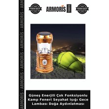 Armoris Güneş Enerjili Çok Fonksiyonlu Kamp Feneri Seyahat Işığı Gece Lambası Doğa Aydınlatması