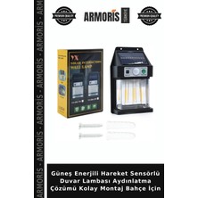 Armoris Güneş Enerjili Hareket Sensörlü Duvar Lambası Aydınlatma Çözümü Kolay Montaj Bahçe Için