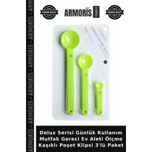 Armoris Delux Serisi Günlük Kullanım Mutfak Gereci Ev Aleti Ölçme Kaşıklı Poşet Klipsi 3'lü Paket