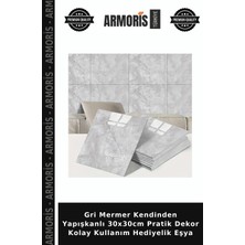Armoris Gri Mermer Kendinden Yapışkanlı 30X30CM Pratik Dekor Kolay Kullanım Hediyelik Eşya