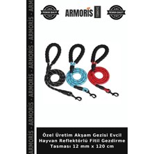 Armoris Özel Üretim Akşam Gezisi Evcil Hayvan Reflektörlü Fitil Gezdirme Tasması 12 mm x 120 cm