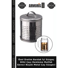 Armoris Özel Üretim Bardak Içi Süzgeç Bitki Çayı Demleme Mutfak Gereci Büyük Metal Çay Süzgeci