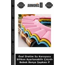 Armoris Özel Üretim Su Koruyucu Silikon Ayarlanabilir Çıtçıtlı Bebek Banyo Şapkası P