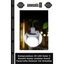 Armoris Kamplambası 45 LED Solar 5 Kanatlı Kamp Lambası Enerji Tasarruflu Komsun Yol Arkadaşı