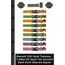 Armoris Desenli Zilli Kedi Tasması - 1 Adet Zil Sesli Tas Sevimli Dost Evcil Hayvan Eşyası