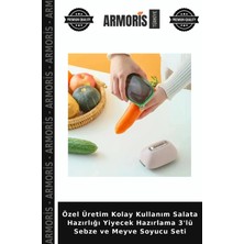 Armoris Özel Üretim Kolay Kullanım Salata Hazırlığı Yiyecek Hazırlama 3'lü Sebze ve Meyve Soyucu Seti