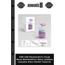 Armoris USB LED Nemlendirici Çiçek Hava Nemlendirici Gece Lambası Çalışma Alanı Renkli Tasarım