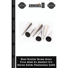 Armoris Özel Üretim Ikram Aracı Fırın Aleti Ev Aletleri 6'lı Korne Kalıbı Paslanmaz Çelik