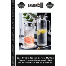 Armoris Özel Üretim Içecek Servisi Mutfak Eşyası Sunum Malzemesi 1500 ml Borosilikat Cam Su Sürahisi