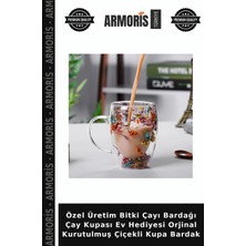 Armoris Özel Üretim Bitki Çayı Bardağı Çay Kupası Ev Hediyesi Orjinal Kurutulmuş Çiçekli Kupa Bardak