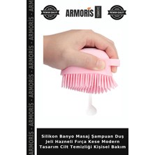 Armoris Silikon Banyo Masaj Şampuan Duş Jeli Hazneli Fırça Kese Modern Tasarım Cilt Temizliği Kişisel Bakım