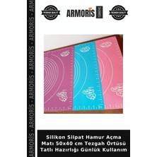 Armoris Silikon Silpat Hamur Açma Matı 50X40 cm Tezgah Örtüsü Tatlı Hazırlığı Günlük Kullanım