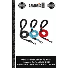 Armoris Delux Serisi Esnek Ip Evcil Hayvan Reflektörlü Fitil Gezdirme Tasması 8 mm x 120 cm