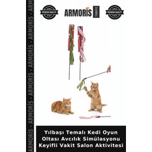 Armoris Yılbaşı Temalı Kedi Oyun Oltası Avcılık Simülasyonu Keyifli Vakit Salon Aktivitesi