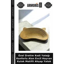Armoris Özel Üretim Kedi Yatağı Konforlu Alan Evcil Hayvan Kulak Motifli Ahşap Yatak