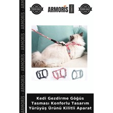 Armoris Kedi Gezdirme Göğüs Tasması Konforlu Tasarım Yürüyüş Ürünü Kilitli Aparat