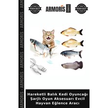Armoris Hareketli Balık Kedi Oyuncağı Şarjlı Oyun Aksesuarı Evcil Hayvan Eğlence Aracı