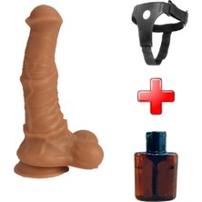 Royal Rain Store Lilitushop Belden Bağlamalı 43 cm Et Dokulu Gerçekçi Çift Katmanlı Sünnetsız Silikon Melez Horse Power3 BDM1583MB
