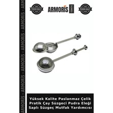 Armoris Yüksek Kalite Paslanmaz Çelik Pratik Çay Süzgeci Pudra Eleği Saplı Süzgeç Mutfak Yardımcısı
