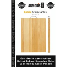 Armoris Özel Üretim Servis Gereci Mutfak Dekoru Sunumluk Metal Saplı Bambu Kesim Panosu