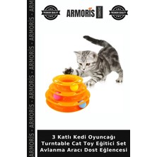 Armoris 3 Katlı Kedi Oyuncağı Turntable Cat Toy Eğitici Set Avlanma Aracı Dost Eğlencesi