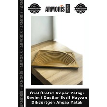 Armoris Özel Üretim Köpek Yatağı Sevimli Dostlar Evcil Hayvan Dikdörtgen Ahşap Yatak