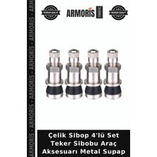 Armoris Çelik Sibop 4'lü Set Teker Sibobu Araç Aksesuarı Metal Supap