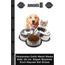 Armoris Paslanmaz Çelik Metal Mama Kabı 18 Cm. Köpek Besleme Evcil Hayvan Pet Ürünü