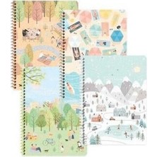 TeknoKapsül Keskin Color 387241-99 16,5X22,5 80 Yaprak Çizgili Karton Kapak Spiralli Mevsimler Defter