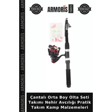 Armoris Çantalı Orta Boy Olta Seti Takımı Nehir Avcılığı Pratik Takım Kamp Malzemeleri