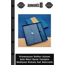 Armoris Promosyon Defter Kalem Seti Mavi Renk Yetişkin Hediyesi Kutulu Set Hatıralık