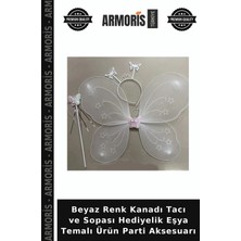 Armoris Beyaz Renk Kanadı Tacı ve Sopası Hediyelik Eşya Temalı Ürün Parti Aksesuarı