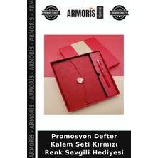Armoris Promosyon Defter Kalem Seti Kırmızı Renk Sevgili Hediyesi