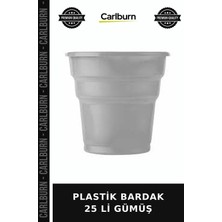 Carlburn Premium Plastik Bardak 25 Li Gümüş Sunum Meşrubat Mutfak