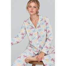 Küçük Hazine Kadın Kurdela Desenli Bol Renkli Pijama Takımı 4798 Çok Renkli