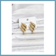 Bezos 316L Çelik Gold Renk Motif Model Kadın Küpe MBT06
