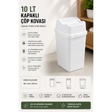 Elarque 10 Lt Sallanan Kapaklı Çöp Kovası Kilitlenebilir Kapaklı Mini Çöp Kutusu Mu