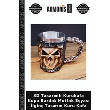 Armoris 3D Tasarımlı Kurukafa Kupa Bardak Mutfak Eşyası Ilginç Tasarım Kuru Kafa