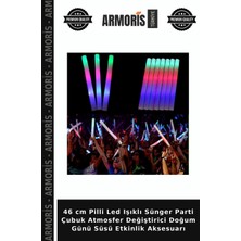 Armoris 46 cm Pilli LED Işıklı Sünger Parti Çubuk Atmosfer Değiştirici Doğum Günü Süsü Etkinlik Aksesuarı
