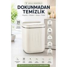 Elarque Akıllı Sensörlü 20 Litre Çöp Kovası Sessiz Kapaklı Modern Hijyenik Ev Tipi