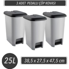 Elarque Slim Pedallı Çöp Kovası & 3 Adet Pedallı Çöp Kovası 25 Litre