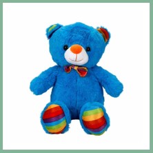 Bşk Virgo Oturan Kurdeleli Renkli Peluş Ayı 30 cm BSK2026
